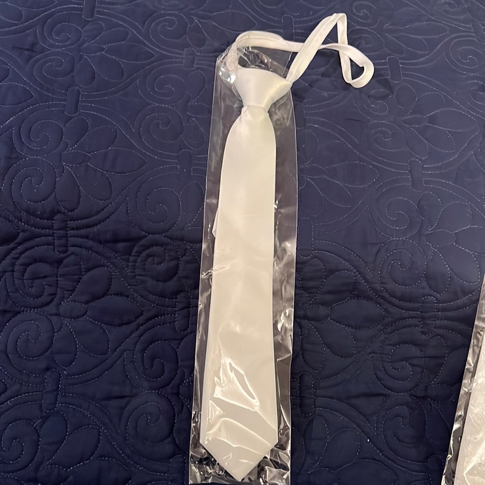 White satin communion tie kids